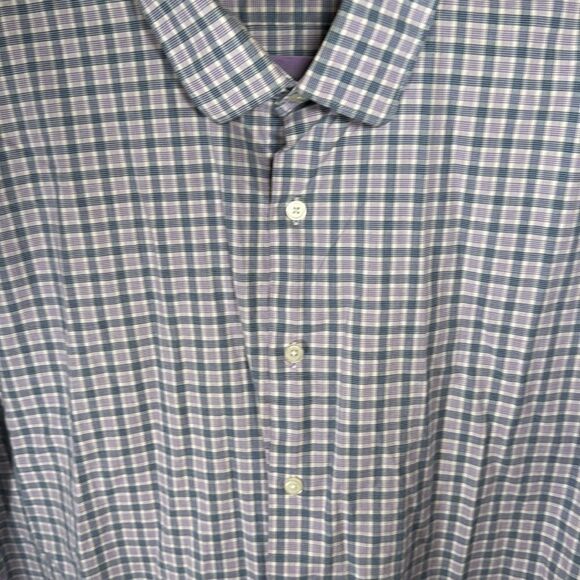 Express- means long sleeve purple and blue plaid button-up Modern fit- Size XXL - Picture 3 of 7